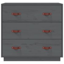 Belint Solid Pine Wood Chest Of 3 Drawers In Grey