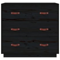 Belint Solid Pine Wood Chest Of 3 Drawers In Black