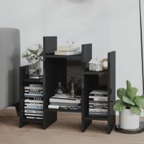 Faxon High Gloss Side Table In With 6 Shelves In Black