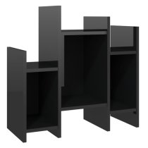 Faxon High Gloss Side Table In With 6 Shelves In Black