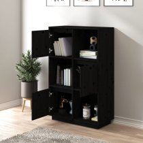 Colix Pine Wood Storage Cabinet With 3 Doors In Black