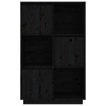 Colix Pine Wood Storage Cabinet With 3 Doors In Black