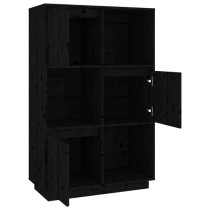 Colix Pine Wood Storage Cabinet With 3 Doors In Black