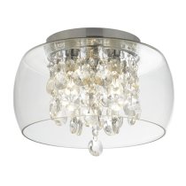 Curva 3 Lights Glass Flush Ceiling Light In Chrome