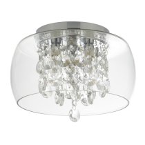 Curva 3 Lights Glass Flush Ceiling Light In Chrome