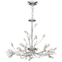 Hibiscus 5 Lights Pendant Light In Chrome And Clear