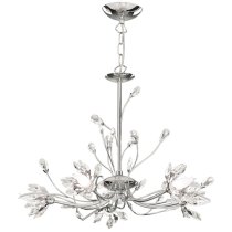 Hibiscus 5 Lights Pendant Light In Chrome And Clear