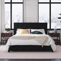 Dakotas Faux Leather Double Bed In Black