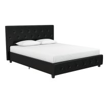 Dakotas Faux Leather Double Bed In Black