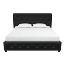 Dakotas Faux Leather Double Bed In Black