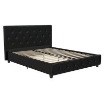 Dakotas Faux Leather Double Bed In Black