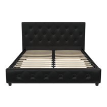 Dakotas Faux Leather Double Bed In Black