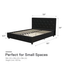 Dakotas Faux Leather Double Bed In Black