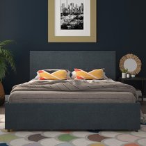 Kingston Fabric Double Bed With 4 Drawers In Navy