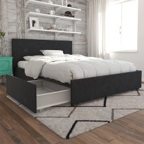 Kingston Fabric King Size Bed With 4 Drawers In Dark Grey