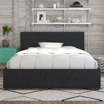 Kingston Fabric King Size Bed With 4 Drawers In Dark Grey