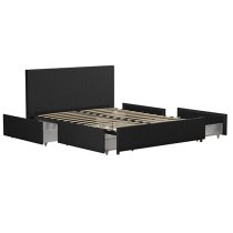 Kingston Fabric King Size Bed With 4 Drawers In Dark Grey