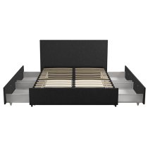 Kingston Fabric King Size Bed With 4 Drawers In Dark Grey