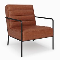 Barth Faux Leather Accent Chair In Rust With Black Legs