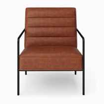 Barth Faux Leather Accent Chair In Rust With Black Legs