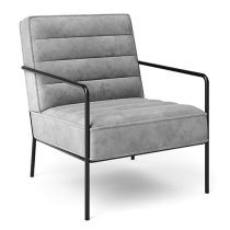 Barth Plush Velvet Accent Chair In Grey With Black Legs