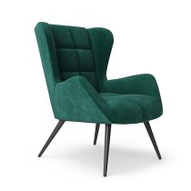 Dalia Velvet Accent Chair With Black Legs In Green