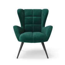 Dalia Velvet Accent Chair With Black Legs In Green