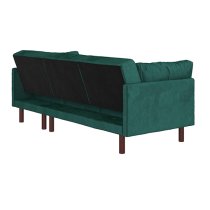 Claire Velvet Sectional Sofa Bed With Dark Wooden Legs In Green