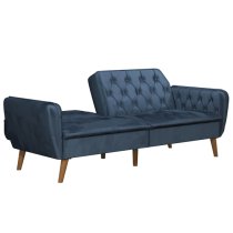 Taluka Velvet Sofa Bed With Wooden Legs In Blue