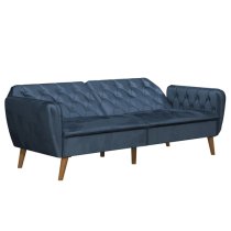 Taluka Velvet Sofa Bed With Wooden Legs In Blue