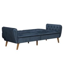 Taluka Velvet Sofa Bed With Wooden Legs In Blue