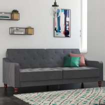 Vincenzo Velvet Sofa Bed With Wooden Legs In Grey