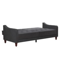 Vincenzo Velvet Sofa Bed With Wooden Legs In Grey