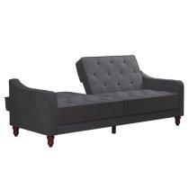 Vincenzo Velvet Sofa Bed With Wooden Legs In Grey