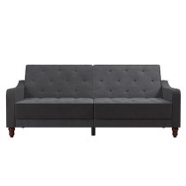 Vincenzo Velvet Sofa Bed With Wooden Legs In Grey