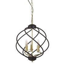 Flow 3 Lights Ceiling Pendant Light In Black And Gold