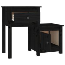 Tadria Pinewood Bedside Cabinet With 1 Door 1 Drawer In Black