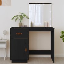 Panas Pinewood Dressing Table In Black With LED Lights