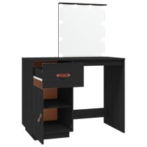 Panas Pinewood Dressing Table In Black With LED Lights