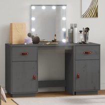 Quella Pinewood Dressing Table In Grey With LED Lights