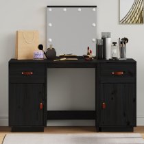 Quella Pinewood Dressing Table In Black With LED Lights