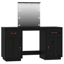 Quella Pinewood Dressing Table In Black With LED Lights