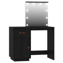 Quella Pinewood Dressing Table In Black With LED Lights