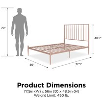 Giulio Metal Double Bed In Millennial Pink