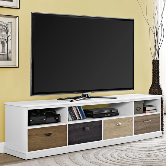 Maraca Wooden Large TV Stand With 4 Drawers In Black