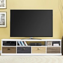 Maraca Wooden Large TV Stand With 4 Drawers In Black