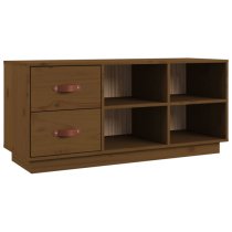 Ferrol Pinewood Shoe Storage Bench With 2 Drawers In Honey Brown