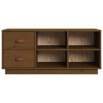 Ferrol Pinewood Shoe Storage Bench With 2 Drawers In Honey Brown