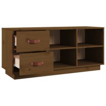 Ferrol Pinewood Shoe Storage Bench With 2 Drawers In Honey Brown