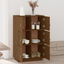 Everix Pinewood Storage Cabinet With 6 Doors In Honey Brown